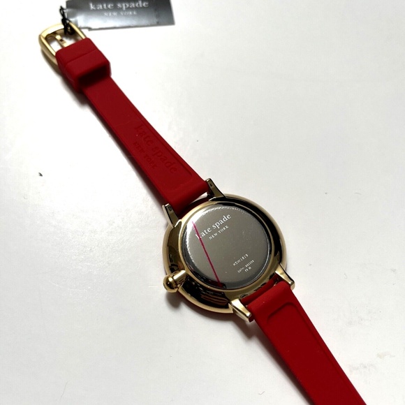 Kate Spade New York Park Row Heart Love Watch KSW1819 Red Silicone Gold 34mm NIB - Picture 8 of 9